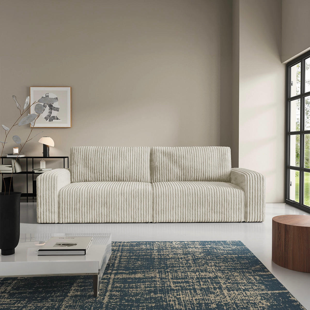 SOFA Angela 3 Sitzplätze Gebrochenes Weiß - Weiß, Holz (252/86/105cm) - Petits-meubles