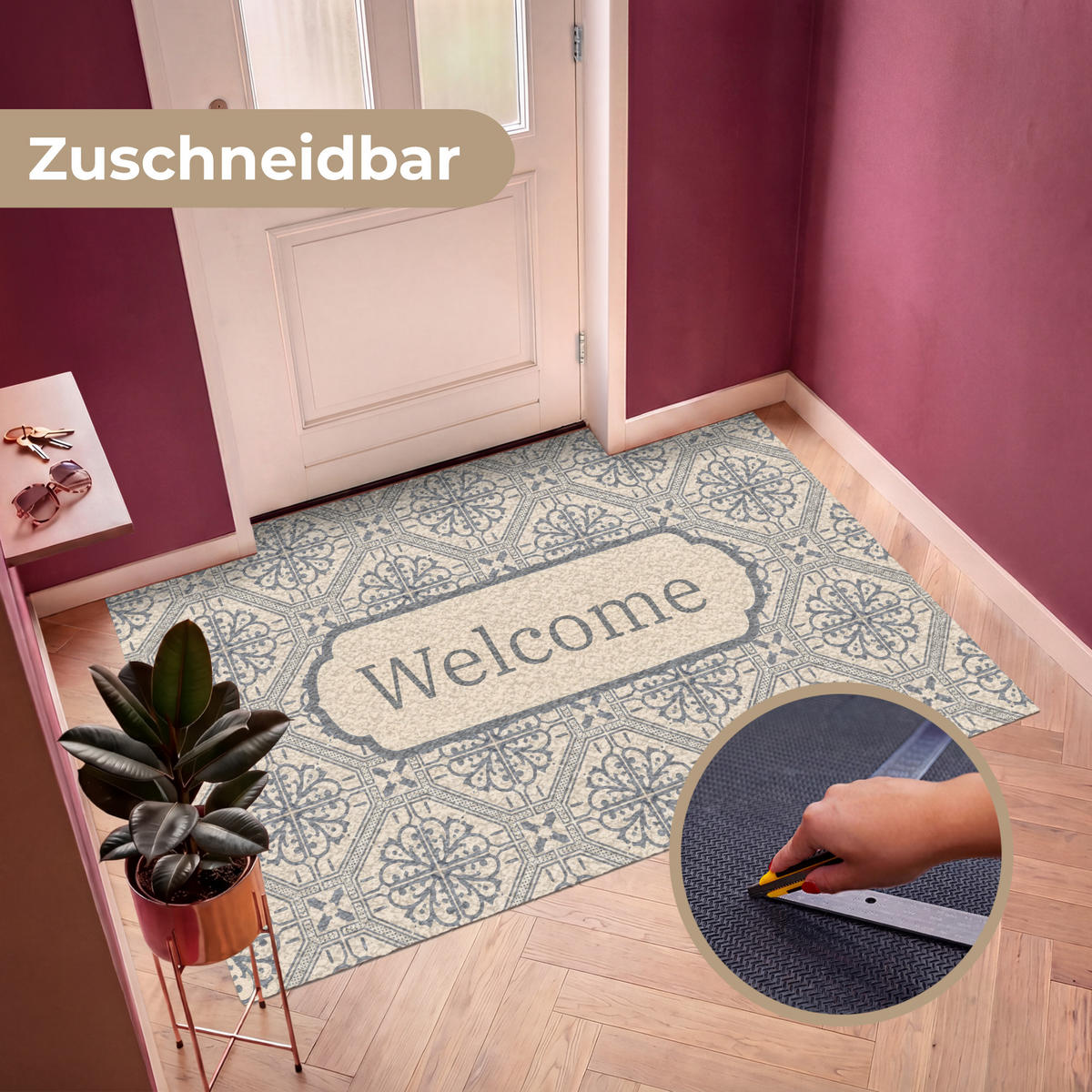 ROHOŽKA Welcome - Classic - Grey 180x120 cm - béžová, plast (180/120cm) - MuchoWow