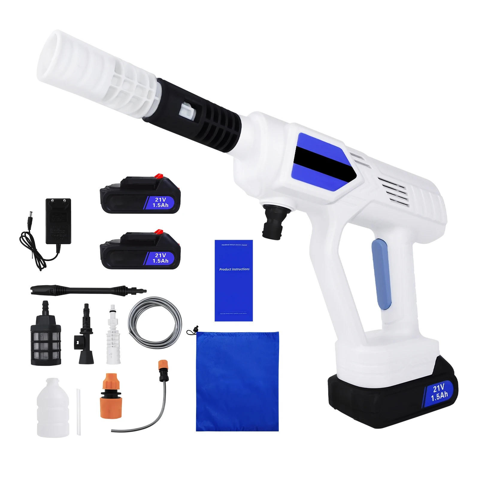 ELEKTRO-HOCHDRUCKREINIGER kabellose, für Makita 24 V Akku, Mit 2 Batterien - Weiß, Kunststoff (45/23cm) - Coonoor