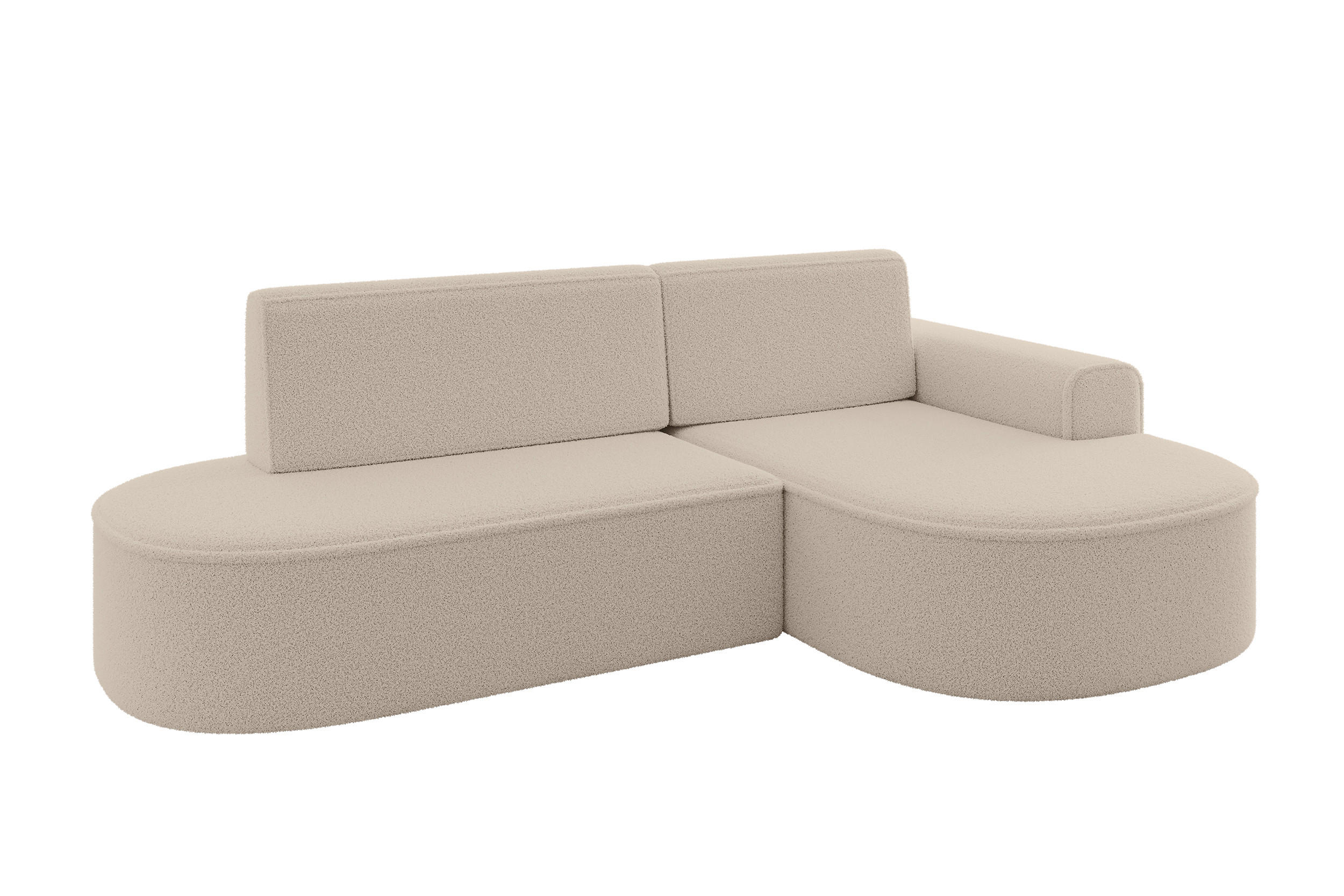 ECKSOFA mit Schlaffunktion und Bettkasten Ottomane Rechts MARI-L1-S - 283x167x85 cm Dunkelbeige Bouclé - Hellbraun/Schwarz, Holzwerkstoff/Kunststoff (167/283cm) - ALTDECOR