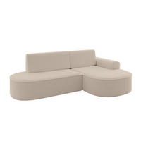 ECKSOFA mit Schlaffunktion und Bettkasten Ottomane Rechts MARI-L1-S - 283x167x85 cm Dunkelbeige Bouclé - Hellbraun/Schwarz, Holzwerkstoff/Kunststoff (167/283cm) - ALTDECOR
