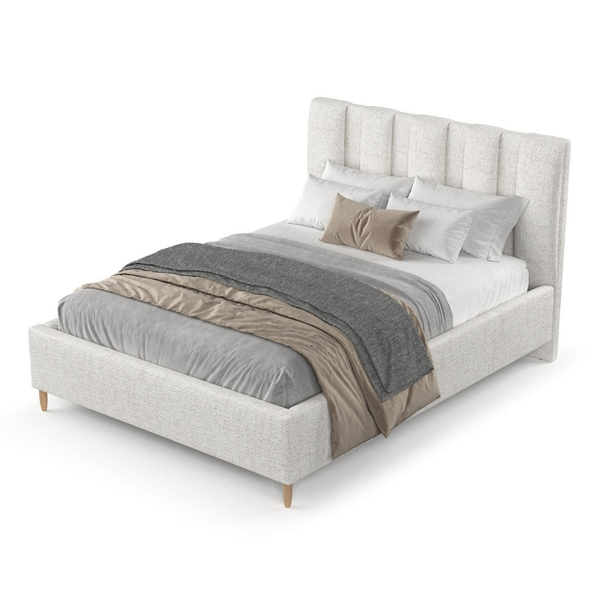 POLSTERBETT Loom 180/200 cm Creme im Neve Stoff - Creme/Naturfarben, Holz/Holzwerkstoff (180/200cm) - AltaBeds