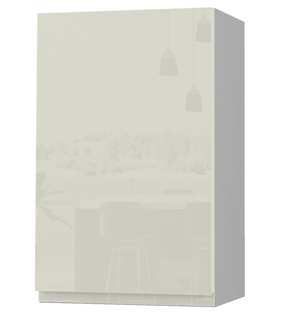 HÄNGESCHRANK Florence W2/45 Grau / RAL 1013 perlweiß HG 45 / 32,5 / 72cm - Türanschlag rechts - Weiß Hochglanz/Grau, Holz/Holzwerkstoff (45/72/32.5cm) - Feldmann-Wohnen
