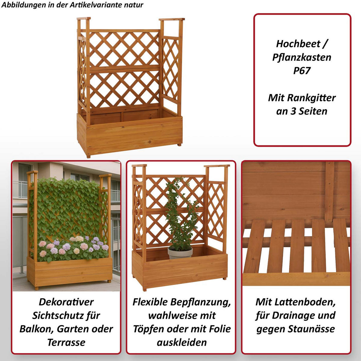 HOCHBEET Grau - Grau, Holz (85/114/44cm) - MCW