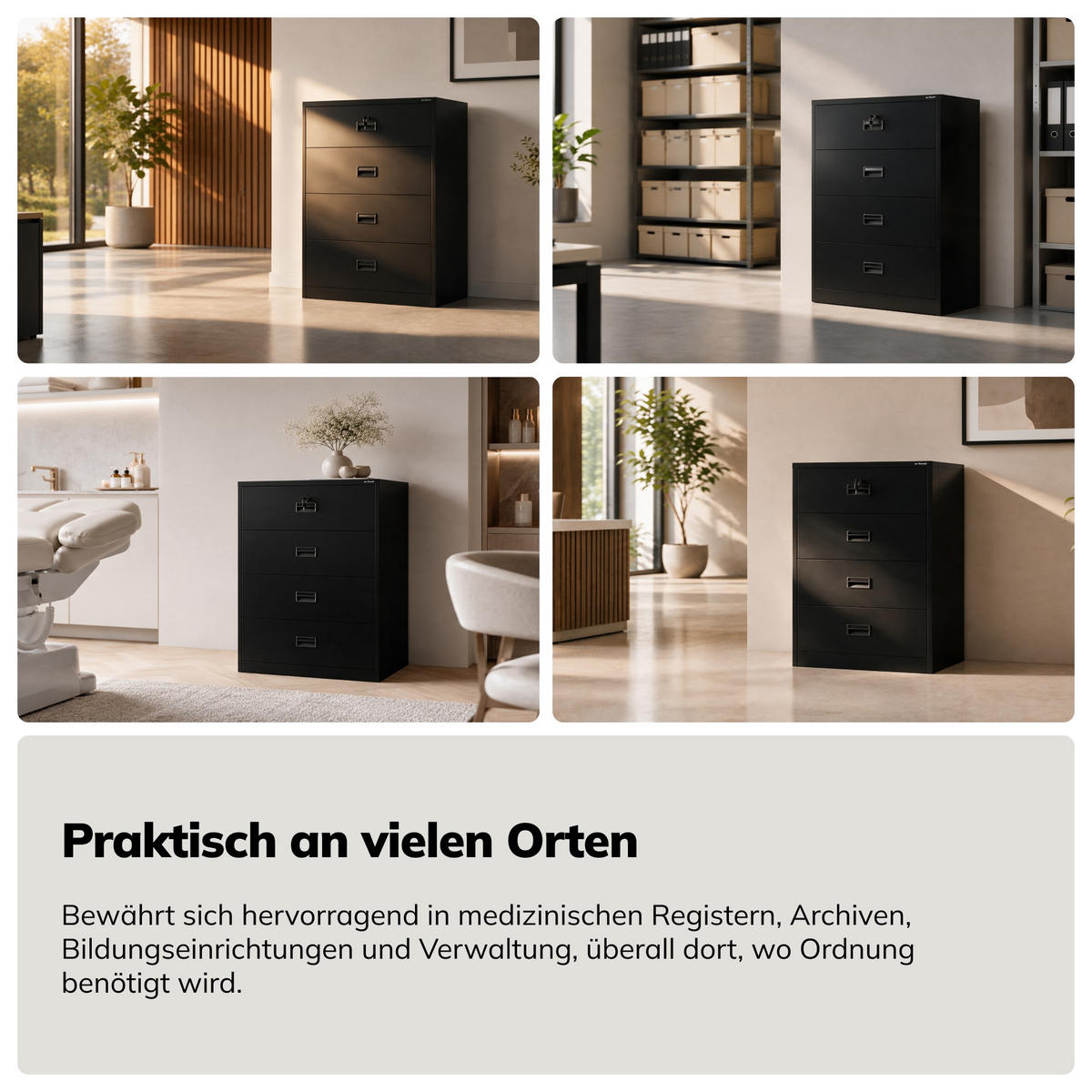 METALL-KARTEISCHRANK SARA XL V4 132x90x60 cm - Schwarz, Metall (90/132/60cm) - Jan Nowak