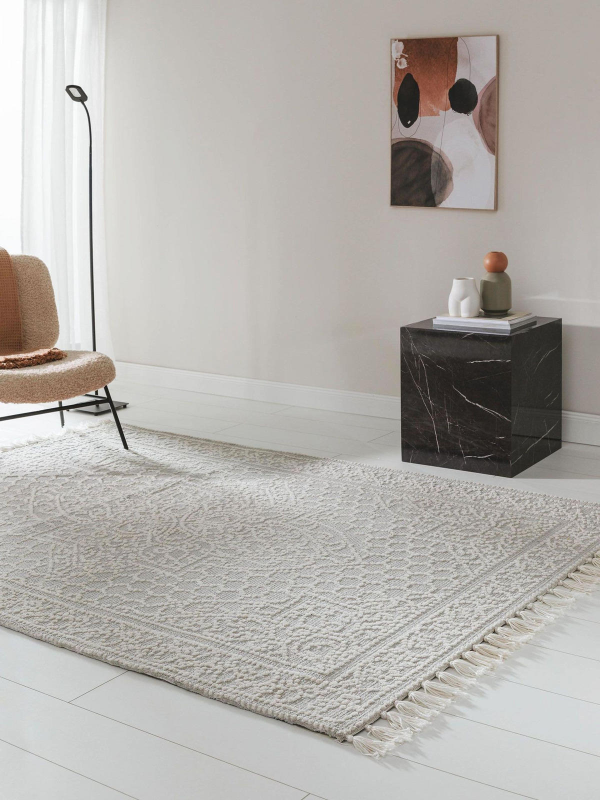 TEPPICH Teppich Elias Grau - Grau, Textil (120/1cm) - KUNSTLOFT