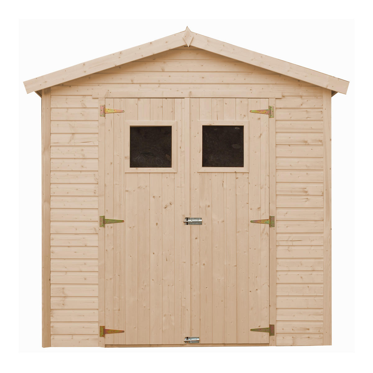 HOLZ GARTENSCHUPPEN MIT IMPRÄGNIERTEM BODEN - H228x222x233 cm/4,2 m² - M351+M351G - Beige, Holz (233/234/199cm) - Timbela