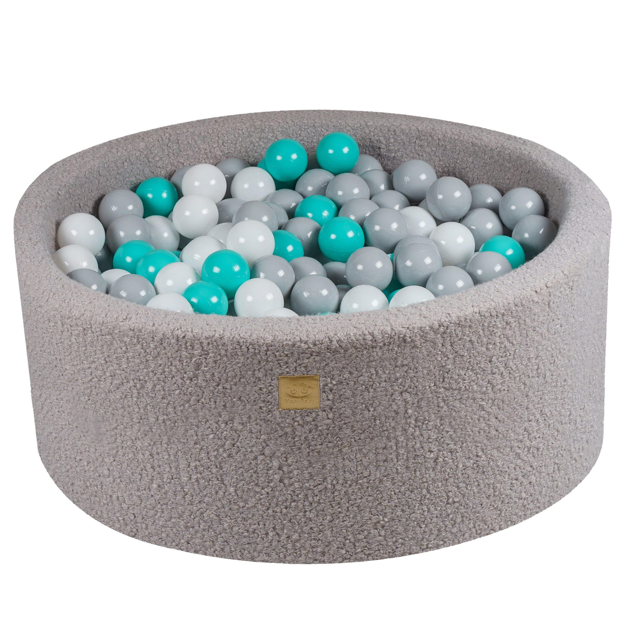 BÄLLEBAD für Kinder, Boucle, Grau - Türkis/Hellgrau, Textil (90/90/40cm) - MeowBaby
