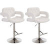 BARHOCKER Dubai, 2er Set, Gestell Metall in Chromoptik, Kunstleder weiß, - Chromfarben/Weiß, Kunststoff/Textil (52/100/55cm) - TPFLiving