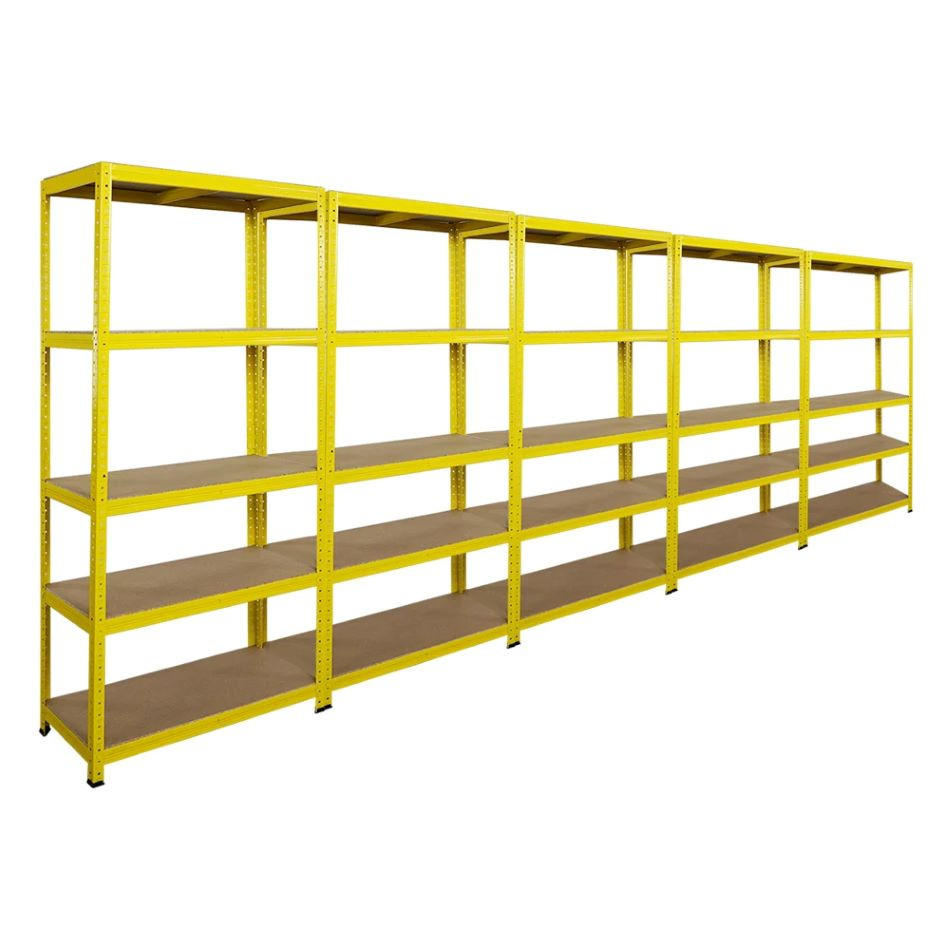 SCHWERLASTREGAL 5er YELLOW BEE Set, HxBxT 180x90x40cm, Fachlast 175kg, 5 Ebenen, Gelb - Gelb, Metall (450/180/40cm) - PROREGAL
