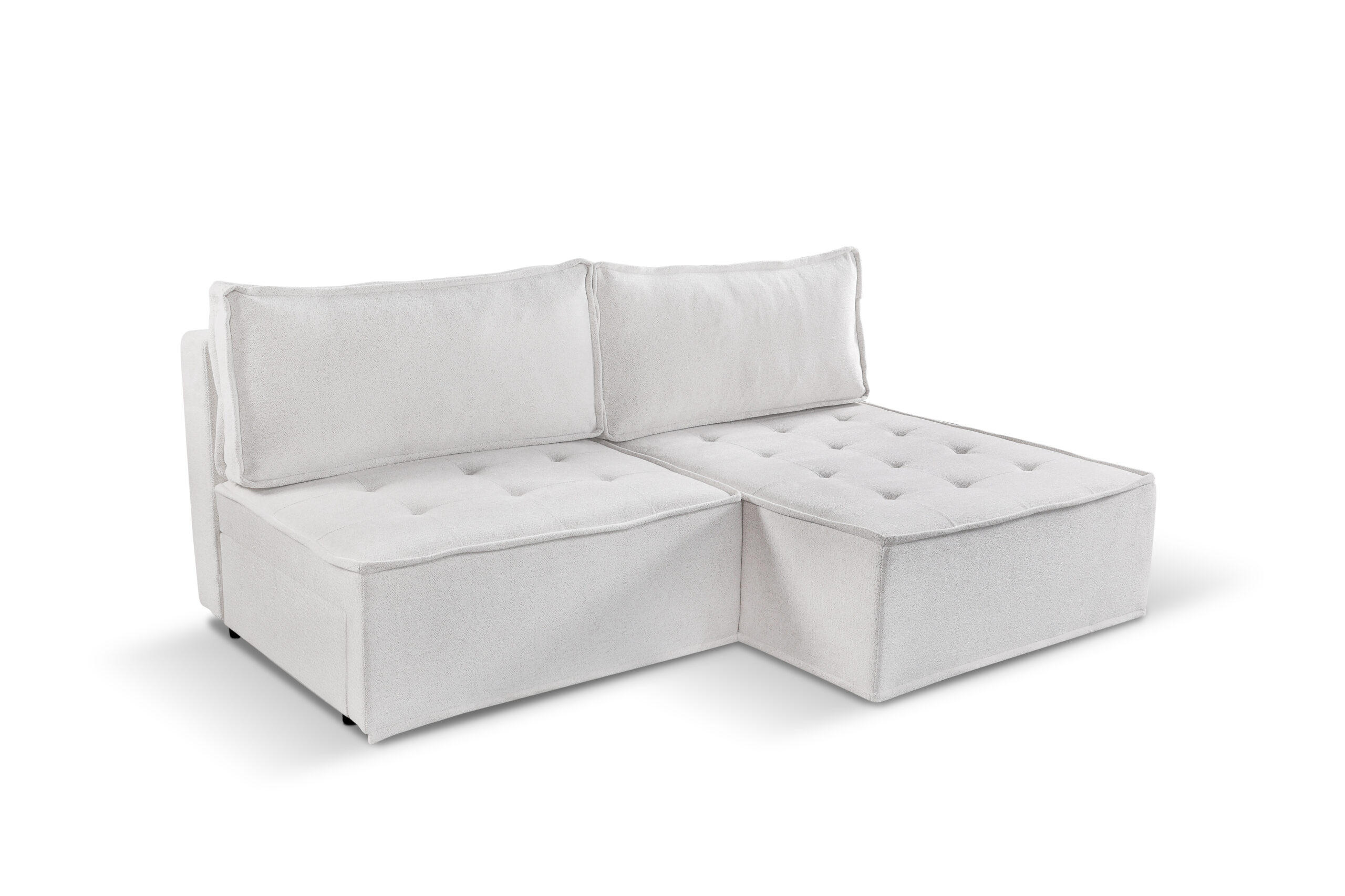 ECKSOFA Bohoo Mini Modernes Mit Schlaffunktion Ecru Rechts - Creme, Holz (200/140cm) - Kaiser Möbel