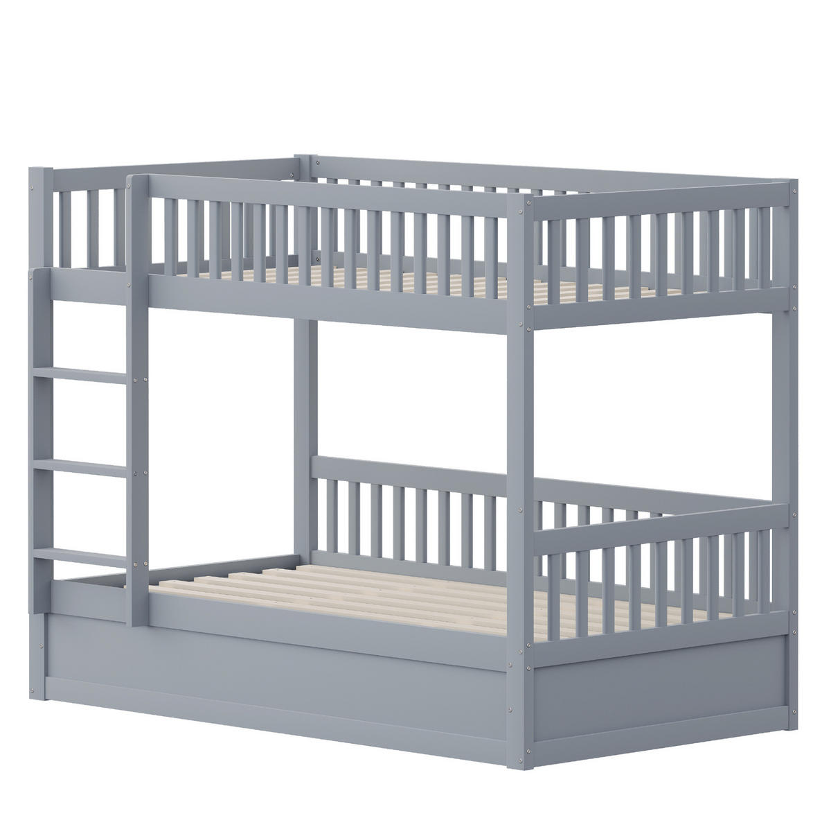 ETAGENBETT 90/200 cm mit hydraulischem Stauraum und Sicherheitsleiter, Grau - Grau, Holzwerkstoff (90/200cm) - Redom