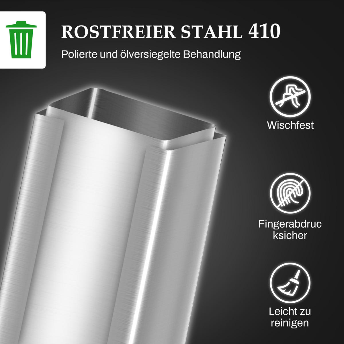 MÜLLEIMER 20L - Silberfarben, Metall (37.2/57/21.5cm) - HOMCOM