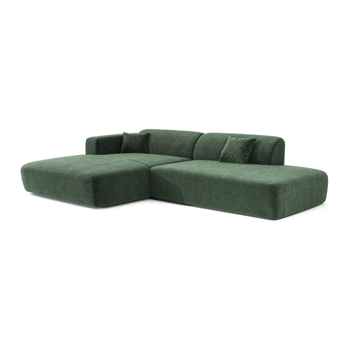 ECKSOFA LINKS Gemusterter Samt Smaragdgrün 310cm - Smaragdgrün, Textil (96/300cm) - Sia Home