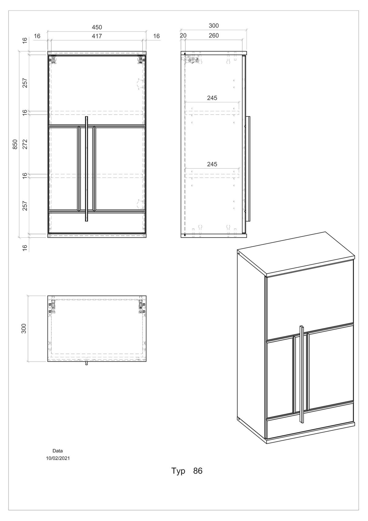 HÄNGESCHRANK M12 Weiß Hochglanz 45/85/30 cm - Weiß Hochglanz, Holzwerkstoff (45/85/30cm) - Livojo