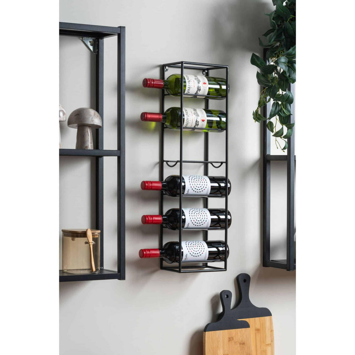 WEINREGAL Single Schwarz 18/11.5/66 cm - Schwarz, Metall (11.5/66/18cm) - Present Time