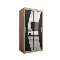 SCHWEBETÜRENSCHRANK 200/100/62 2-türig - Silberfarben/Schwarz, Holz/Kunststoff (100/200/62cm) - Abiks Möbel