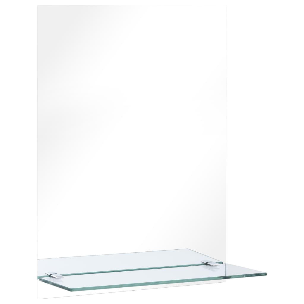 WANDSPIEGEL mit Regal 30×50 cm Hartglas - Silberfarben, Glas (30/50/10cm) - furnicato