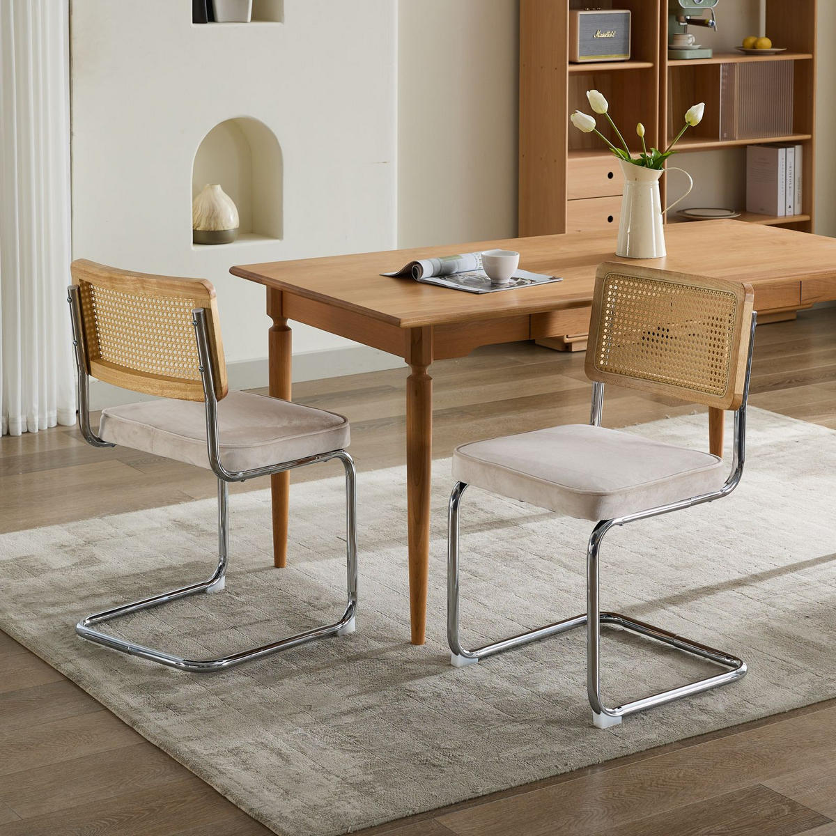 SCHWINGSTUHL DE-36300 2er-Ser mit Rattan-Rückenlehne Gold - Beige, Metall (47/81/59cm) - ComfortXL