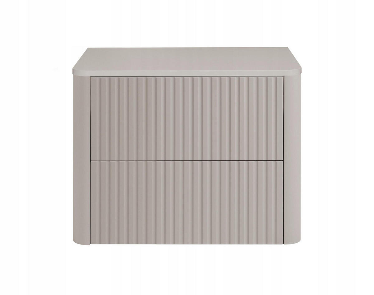 WASCHBECKENUNTERSCHRANK LINEA hängend geriffelt Kaschmir matt mit Waschtischplatte 60/48/44 cm - Kaschmir, Holzwerkstoff (60/48.4/43.7cm) - Rodan