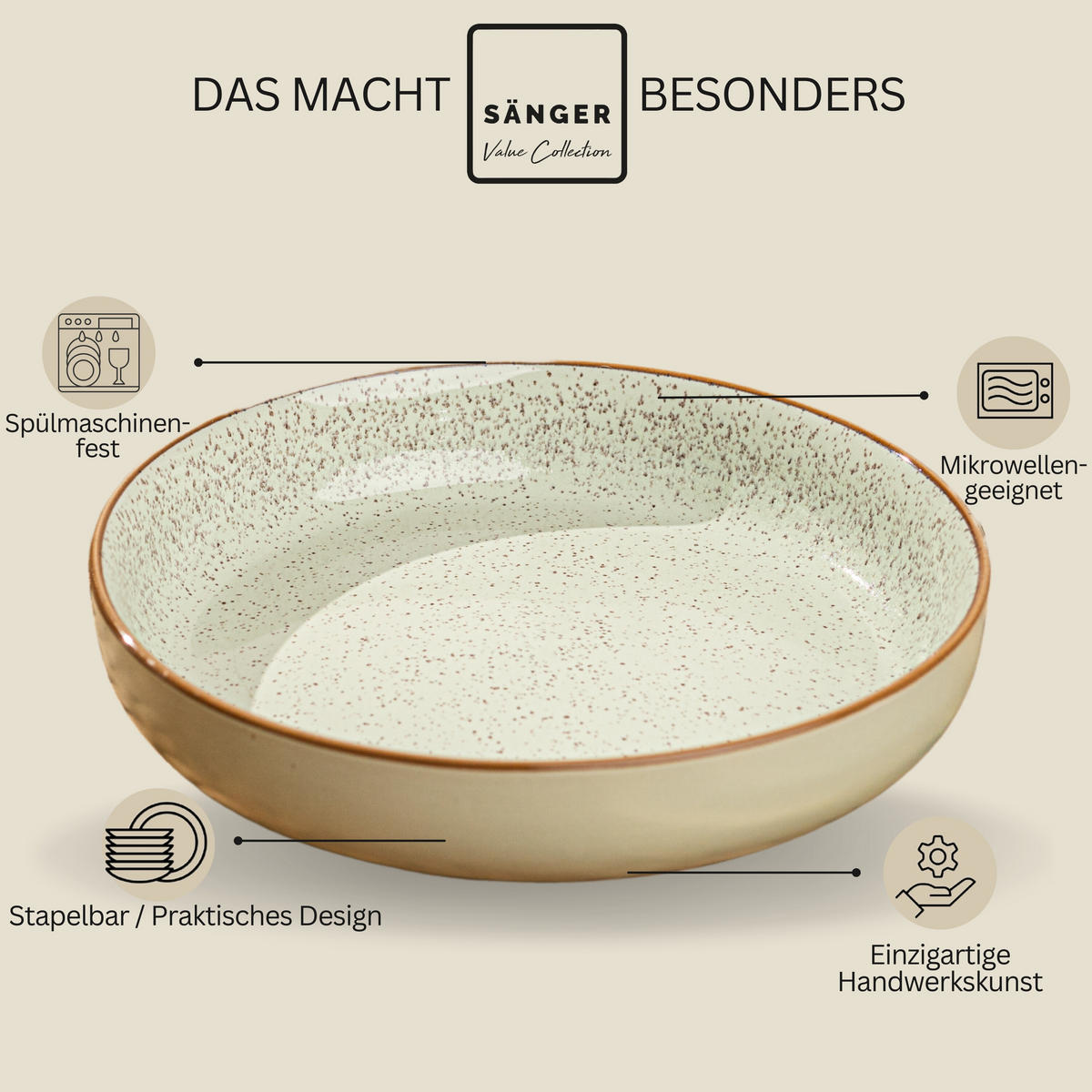 PASTASCHALEN SET RIO - 4 teilig aus Steingut - Multicolor, Keramik (17cm) - Sänger