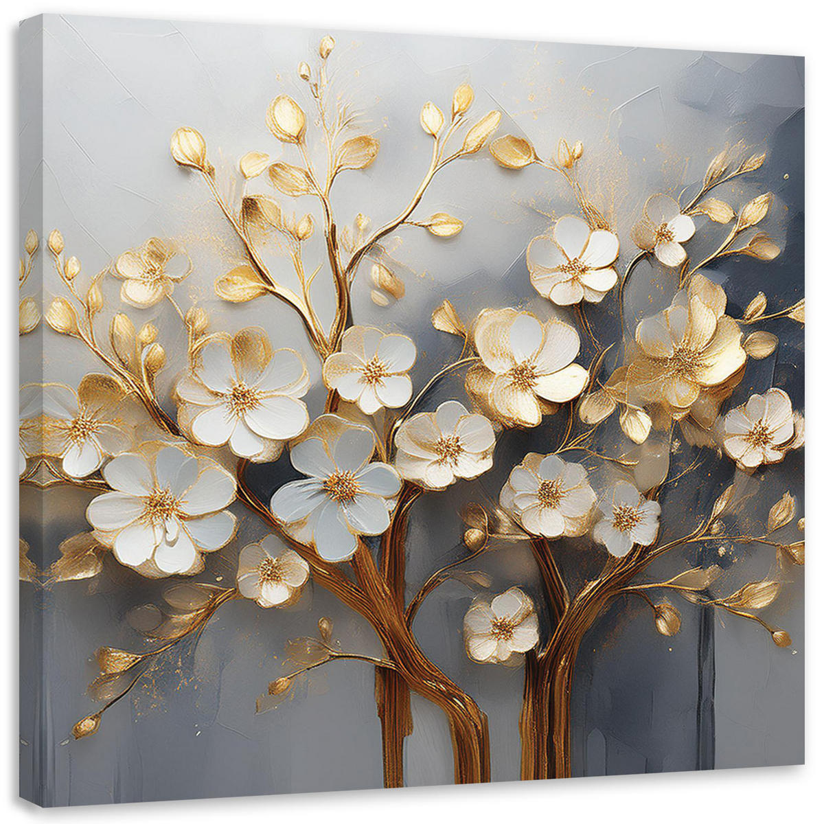 LEINWANDBILD Magnolienbaum abstrakt golden 30x30cm - Goldfarben, Textil (30/30cm) - Feeby