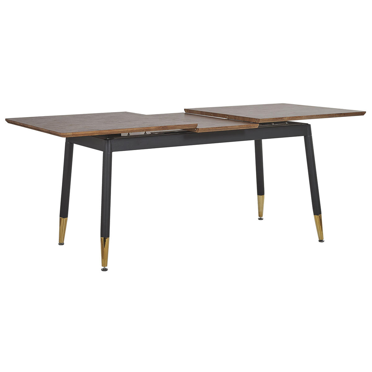ESSTISCH 160-200/90/78 cm Dunkelbraun, Schwarz, Goldfarben Rechteckig California - Dunkelbraun, Holzwerkstoff (200/90/78cm) - Beliani