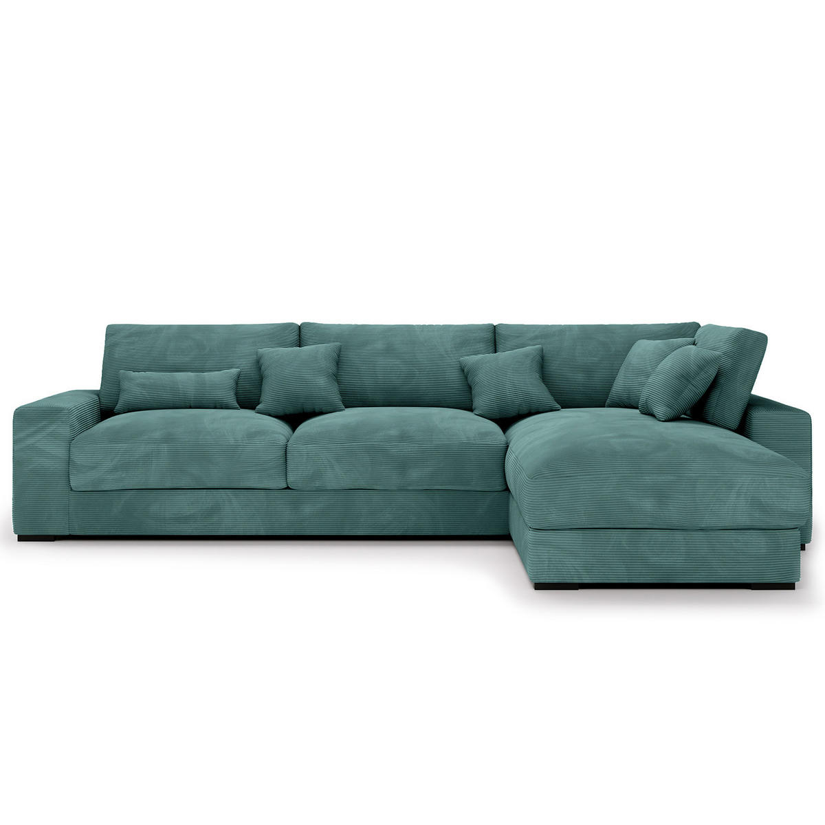 ECKSOFA mit Longchair - Blaugrau/Schwarz, Kunststoff/Textil (340/205cm) - home24