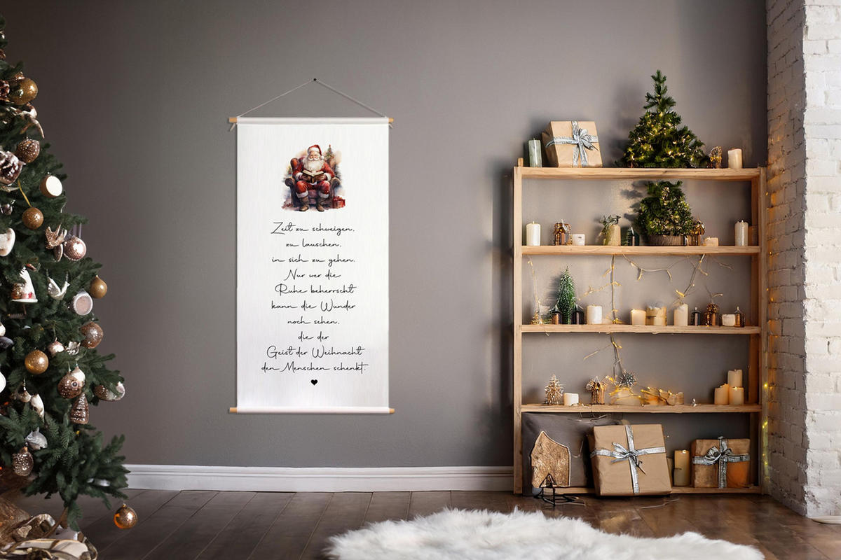 POSTER aus Stoff 60x120 cm Spruch Weihnachten - Weiß, Textil (60/120/2cm) - artissimo