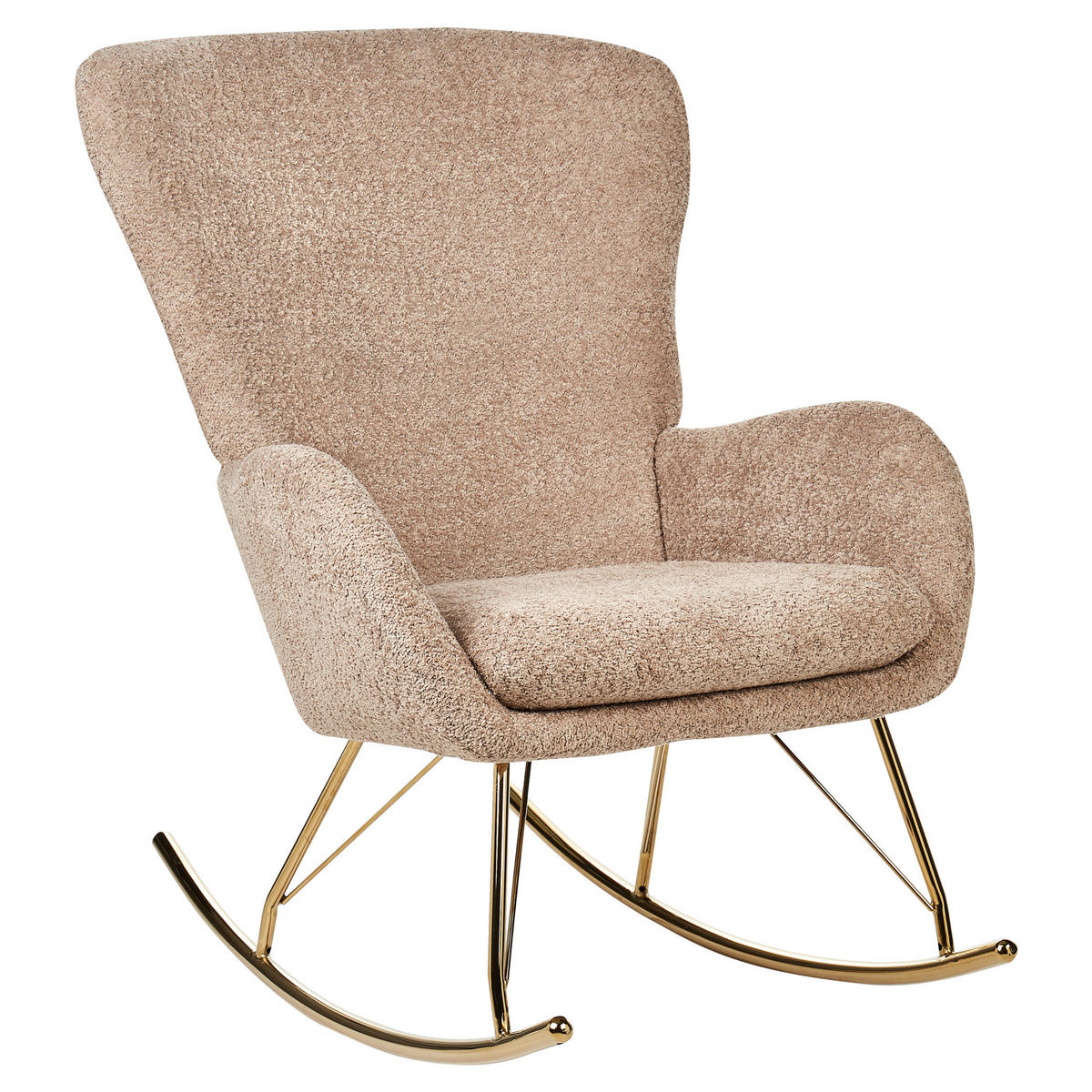 SCHAUKELSESSEL Bouclé Sandbeige Anaset - Beige/Goldfarben, Textil (74/99/99cm) - Beliani
