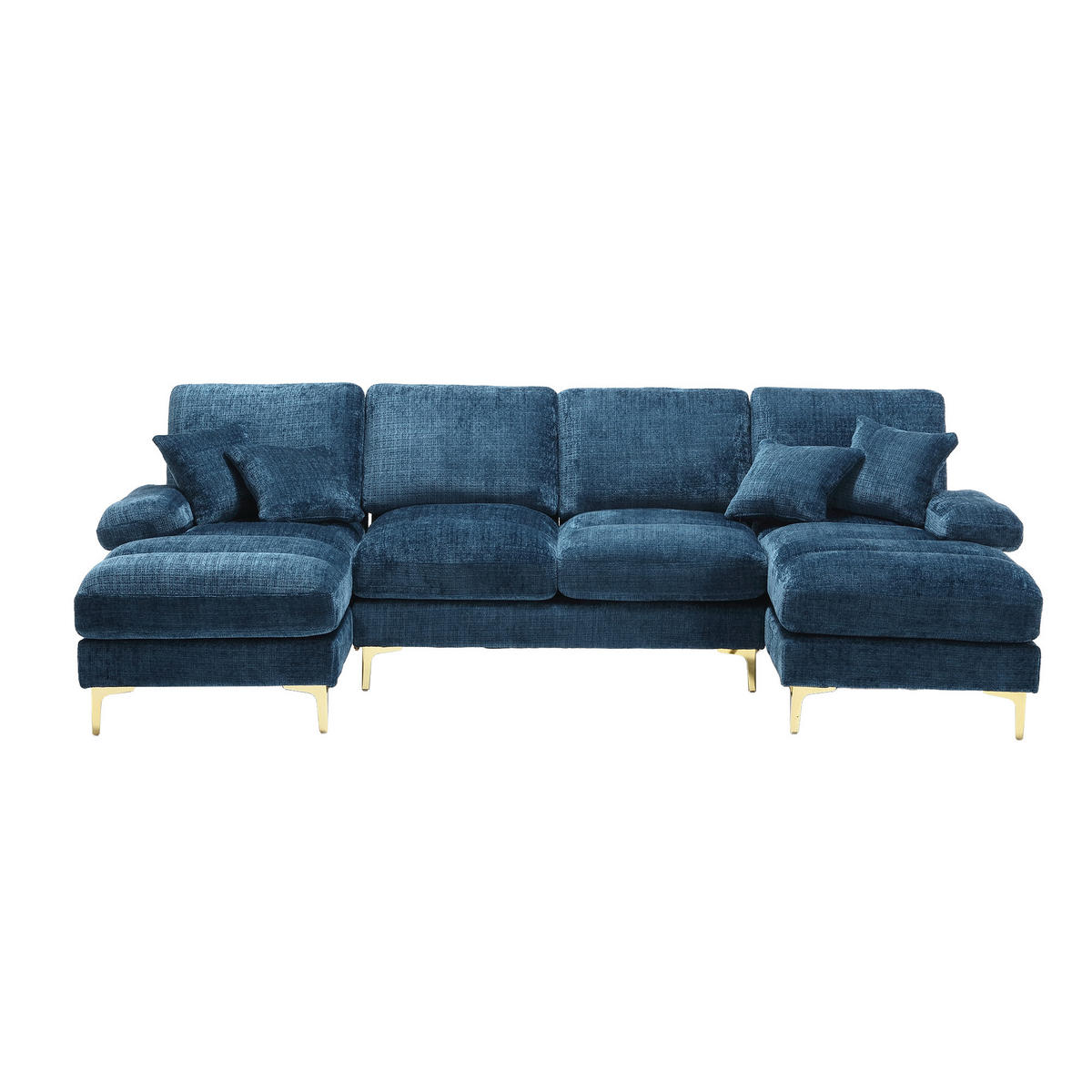 WOHNLANDSCHAFT 272/136/88 cm Blau mit doppelten Liegesitzen - Blau, Textil (272/88/136cm) - Oxeza