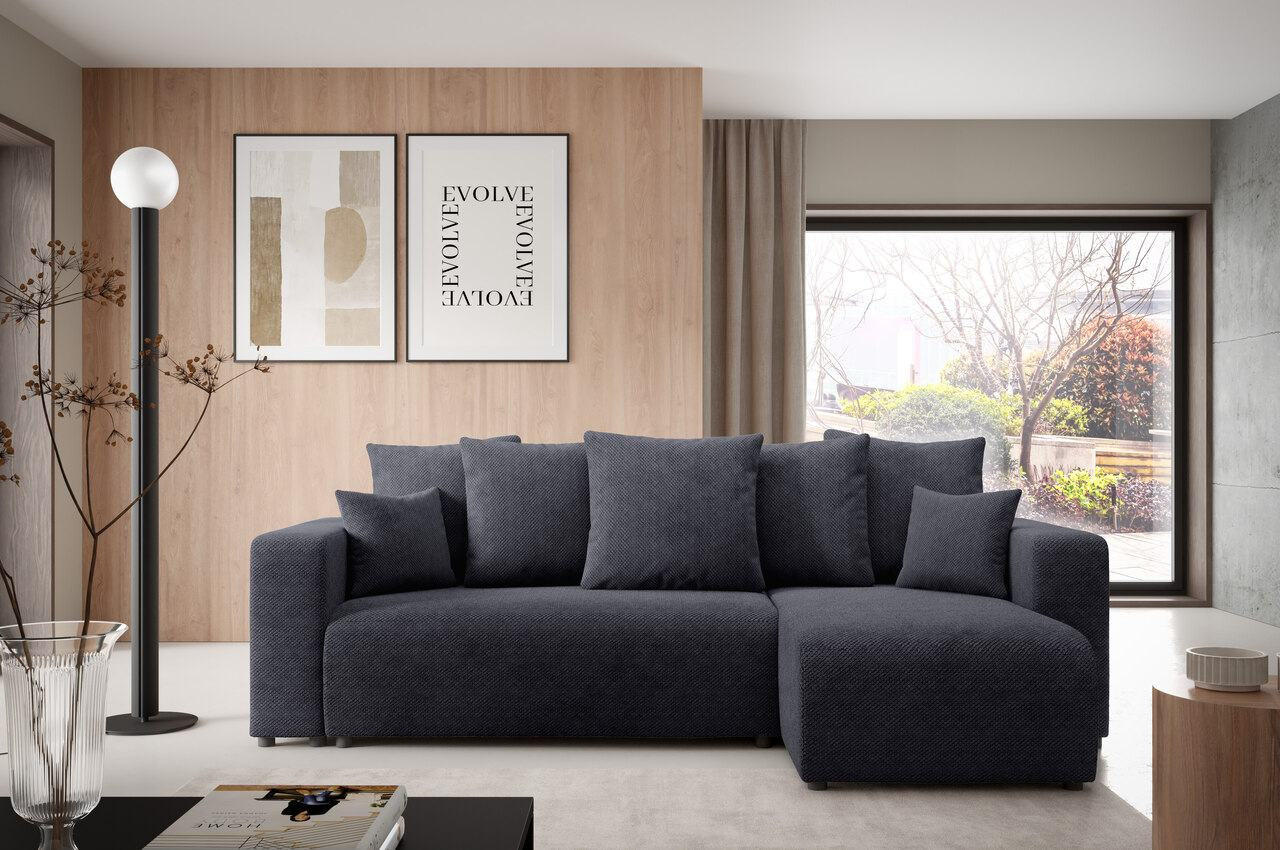 ECKSOFA mit Schlaffunktion Schwarz - Schwarz, Textil (247/145cm) - Furnisell