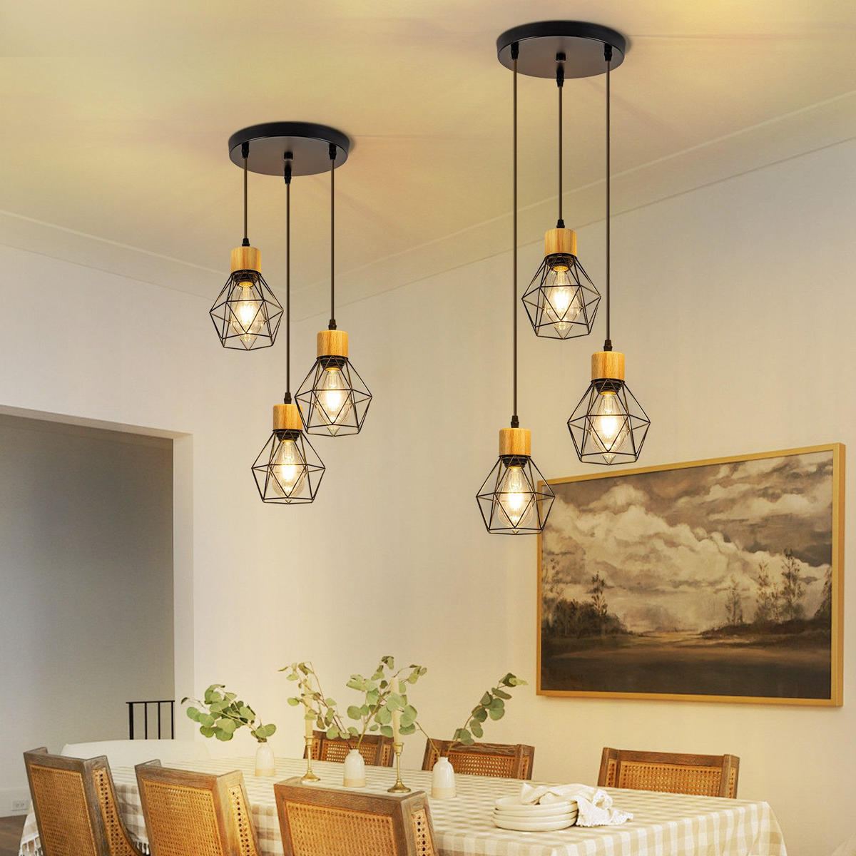 PENDELLEUCHTE BENJAMIN Ⅲ 24/15/146 cm - Schwarz, Metall (24/15/146cm) - Nettlife