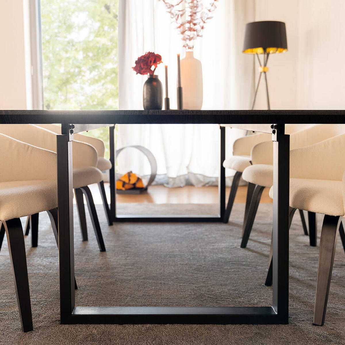 ESSTISCH Eckig AVENCIA inkl. U-Fuß - 240 x 120 cm Dark Oak - Schwarz, Holz (240/120/4cm) - Home Deluxe