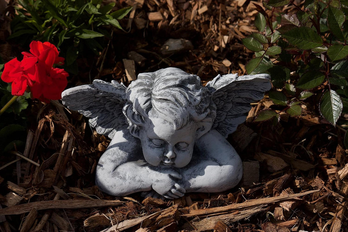 STEINFIGUR Engel Büste massiver Steinguss frostfest - Grau, Stein (19/12/15cm) - stoneandstyle