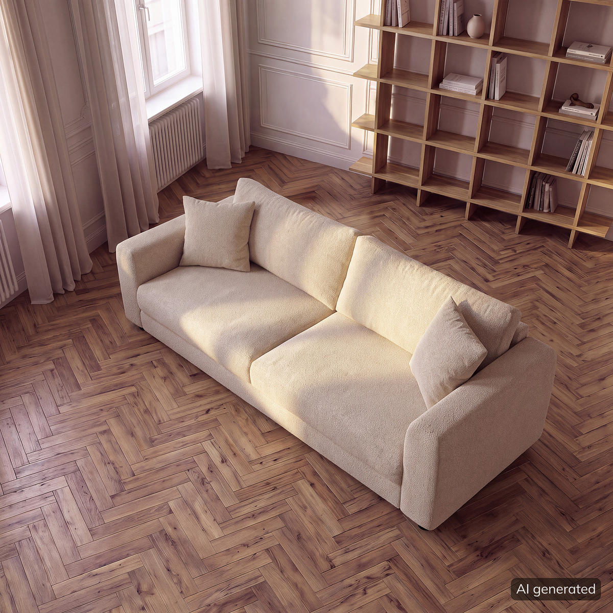 3-SITZER SOFA - Beige/Schwarz, Holz/Kunststoff (238/79/106cm) - home24