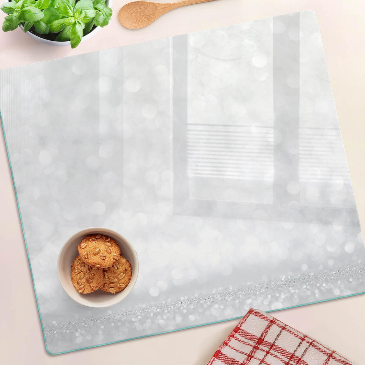 GLASPLATTE 60x52 cm Kleine Dinge - Silberfarben, Glas (60/0.4/52cm) - TULUP