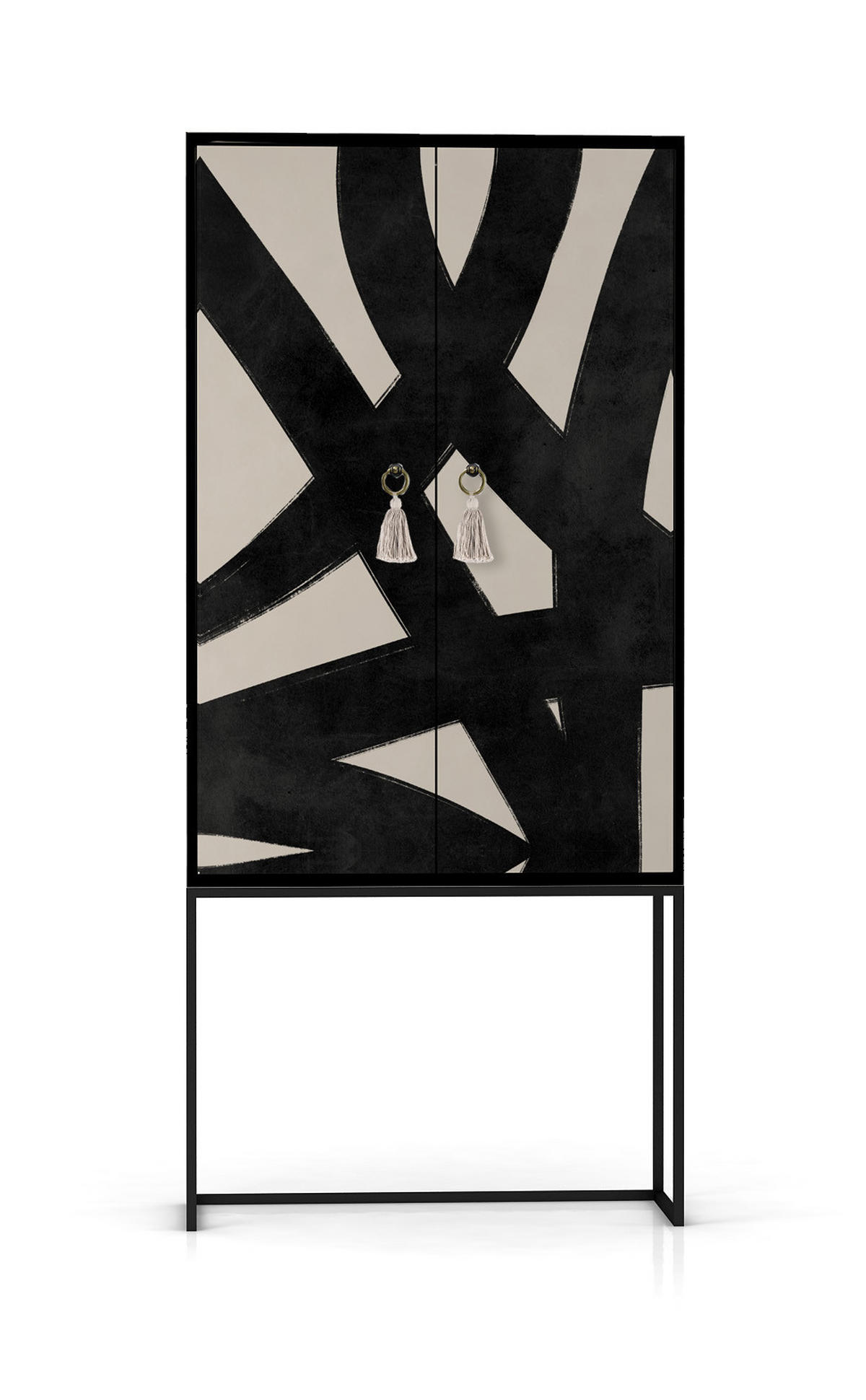 HIGHBOARD aus MDF ALVA ABSTRACT LINES - Schwarz, Holzwerkstoff (75/164.5/45cm) - RNT By Really Nice Things