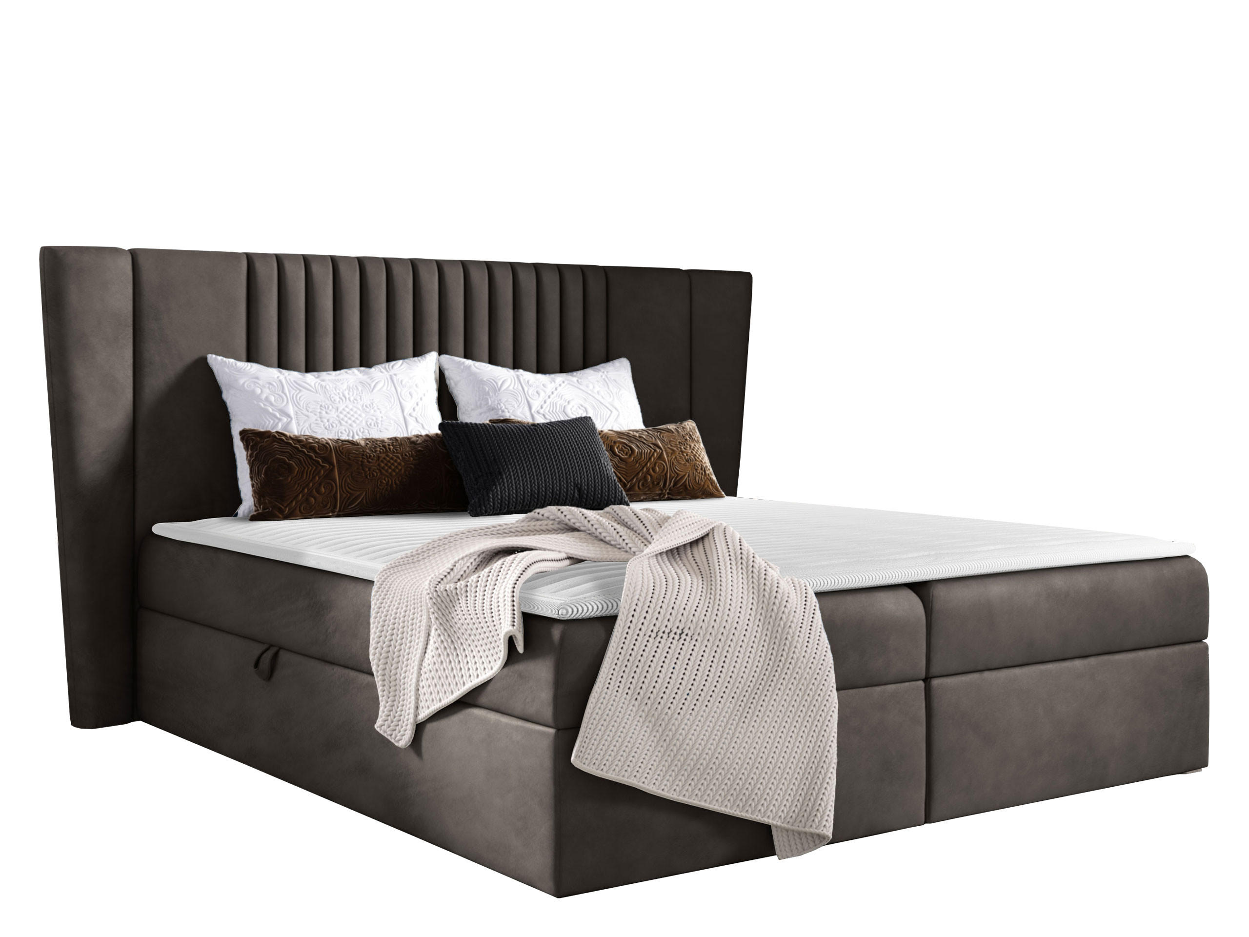 Mirjan24 Boxbett Dunkelbraun 180x200 cm