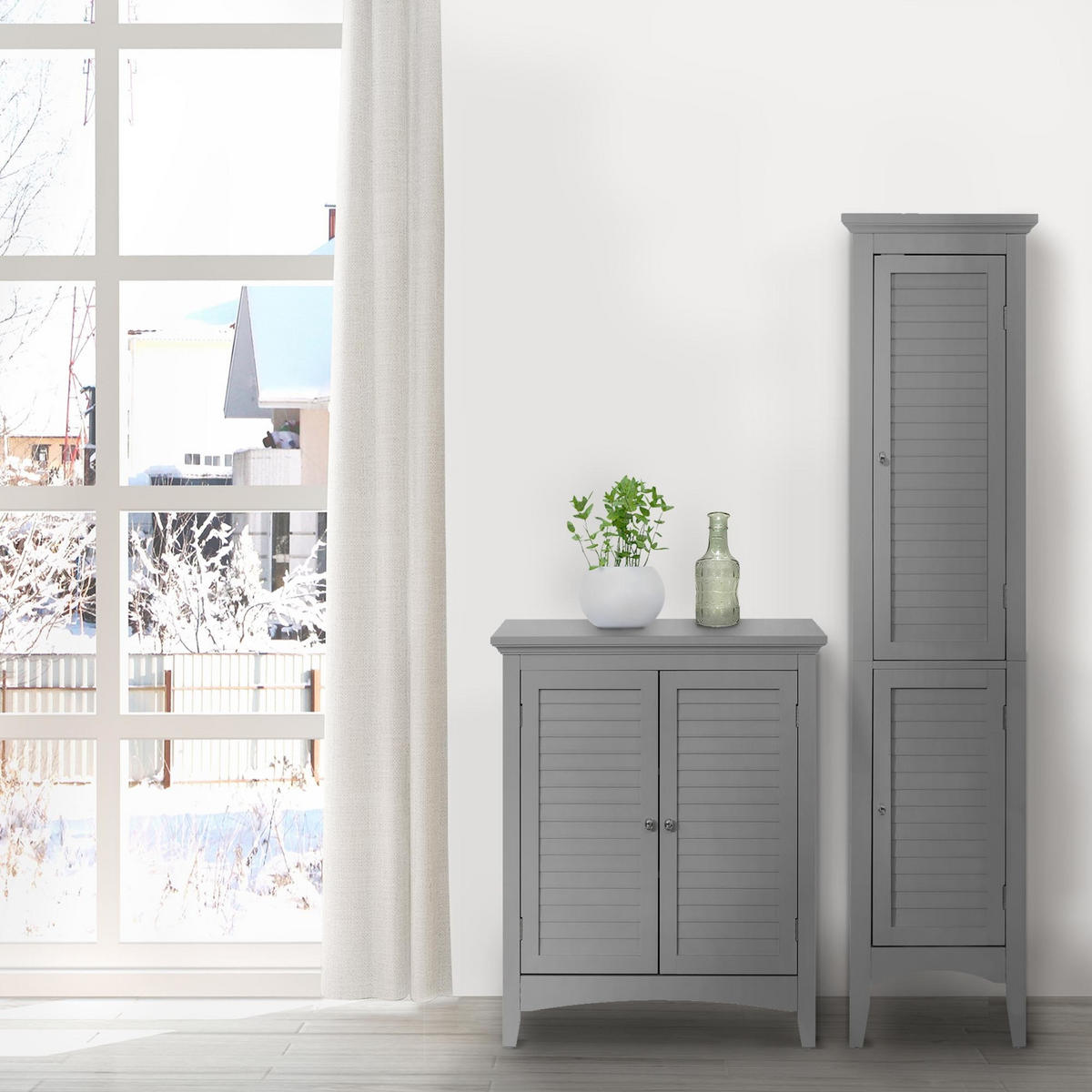HOCHSCHRANK Grau - Grau, Holzwerkstoff (38.1/160/33cm) - Teamson Home