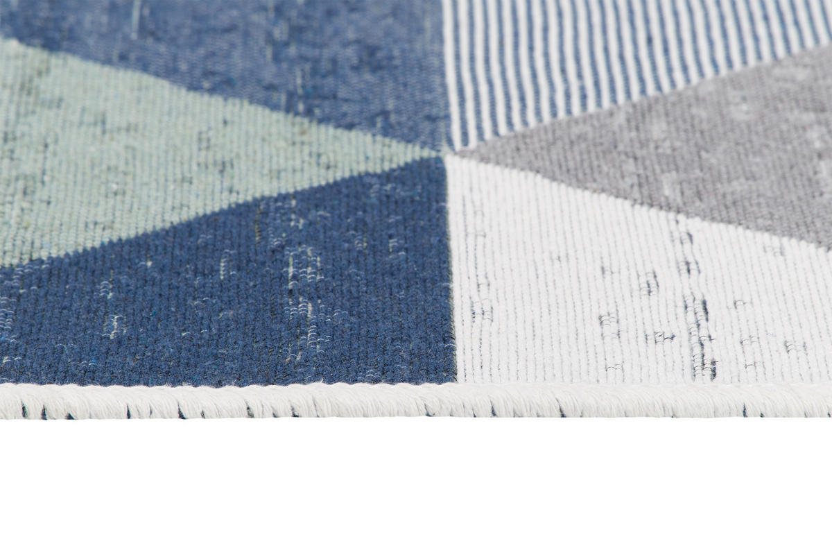 TEPPICH AZTECA Grau 60/110 cm - Blau/Grau, Textil (60/110cm) - Tapiso