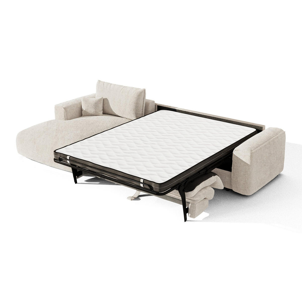 SCHLAFSOFA Express COMO Köpergewebe mit weichem Griff Creme 300cm - Creme, Textil (300/165cm) - Premium Interiors