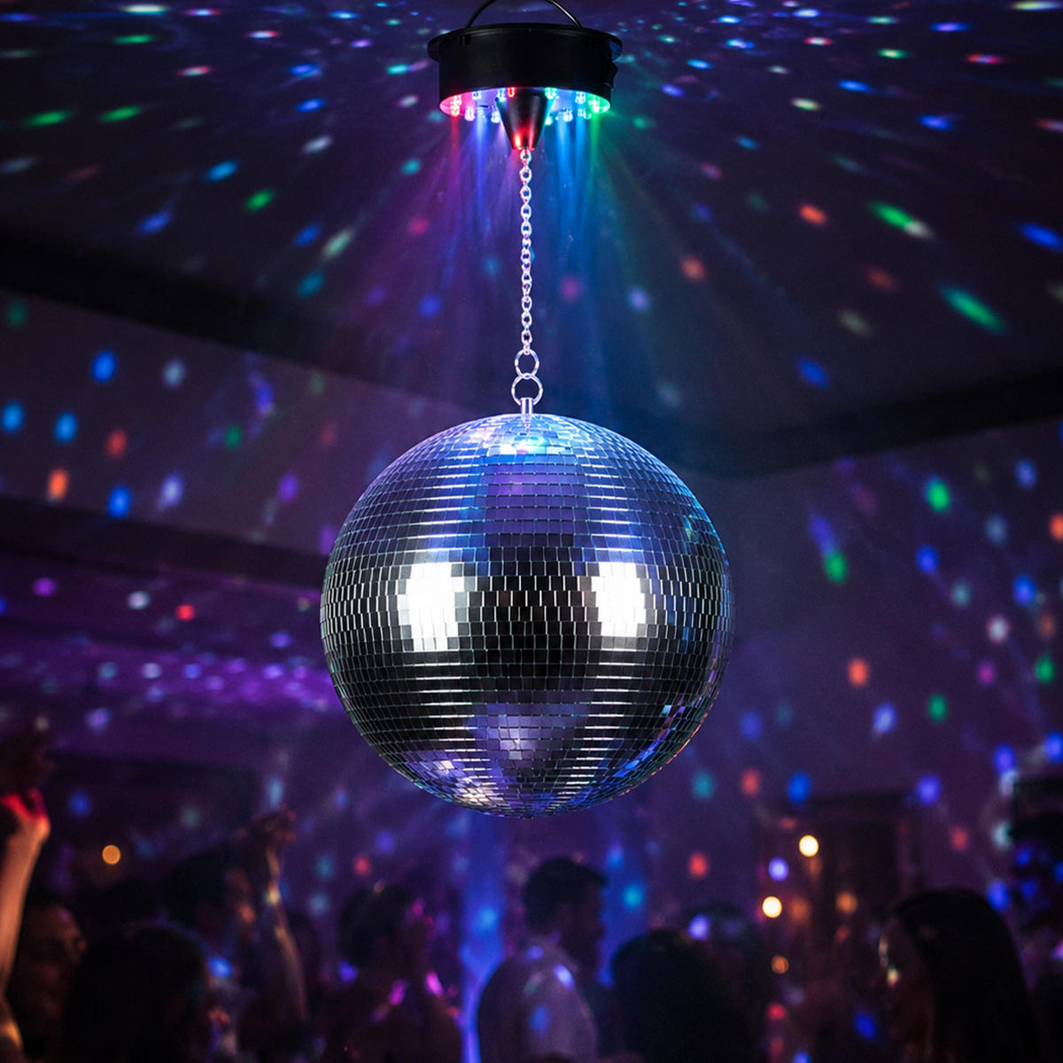 DISKOKUGEL Silber LED - Silberfarben, Glas/Kunststoff (20/38/20cm) - Relaxdays