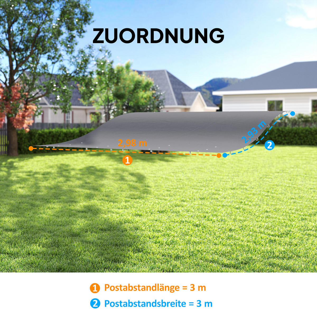 ERSATZDACH für Pergola Sonnensegel für Terrassenüberdachung Ersatz-Dachplane für 3 x 3 m Pavillon 298x293 cm Dunkelgrau - Dunkelgrau, Textil (298/1/293cm)