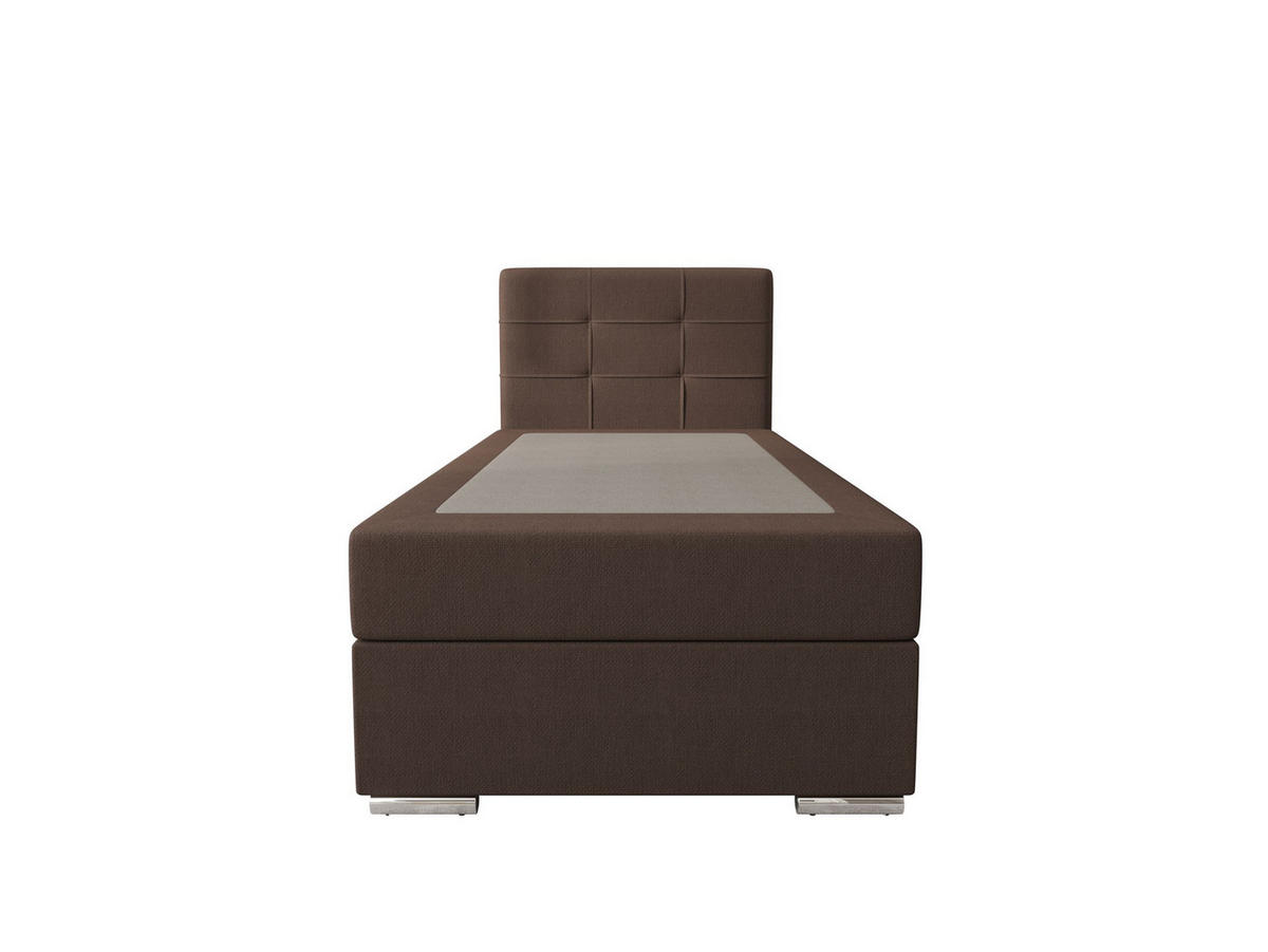 BOXBETT ZILANO 1 mit Matratze H3 und Topper 90x200 Cosmic 800 rechts - Dunkelbraun, Holz/Textil (90/200cm) - Bedante