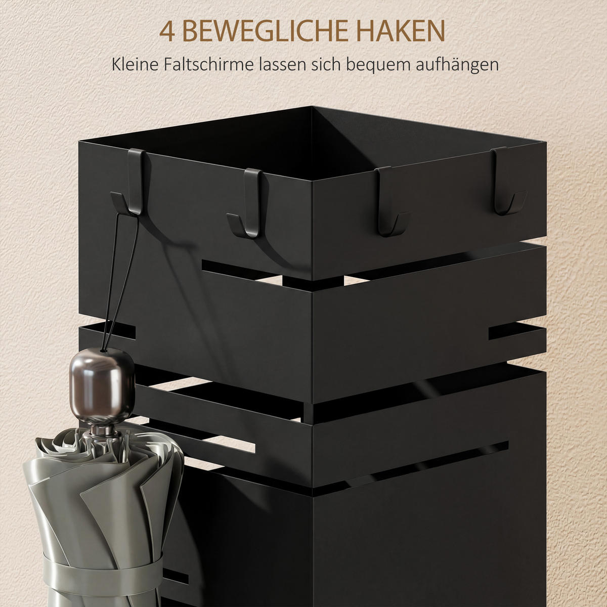 REGENSCHIRMSTÄNDER Metall Kunststoff Schwarz - Schwarz, Metall (15.5/49/15.5cm) - HOMCOM