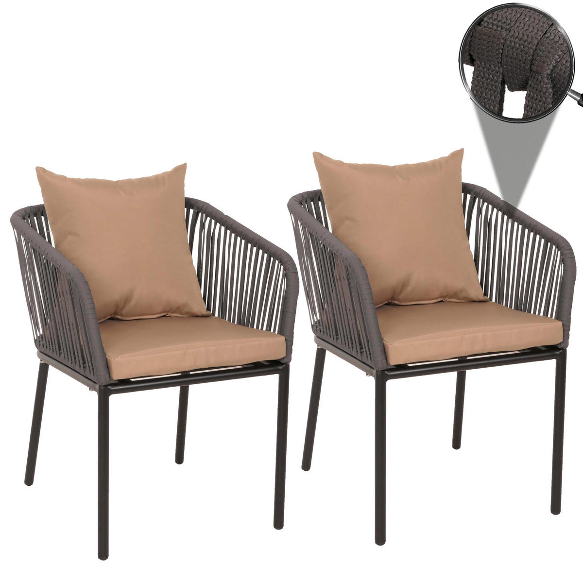 GARTENSTUHL Anthrazit, Taupe - Taupe/Anthrazit, Textil (55/75/55cm) - MCW