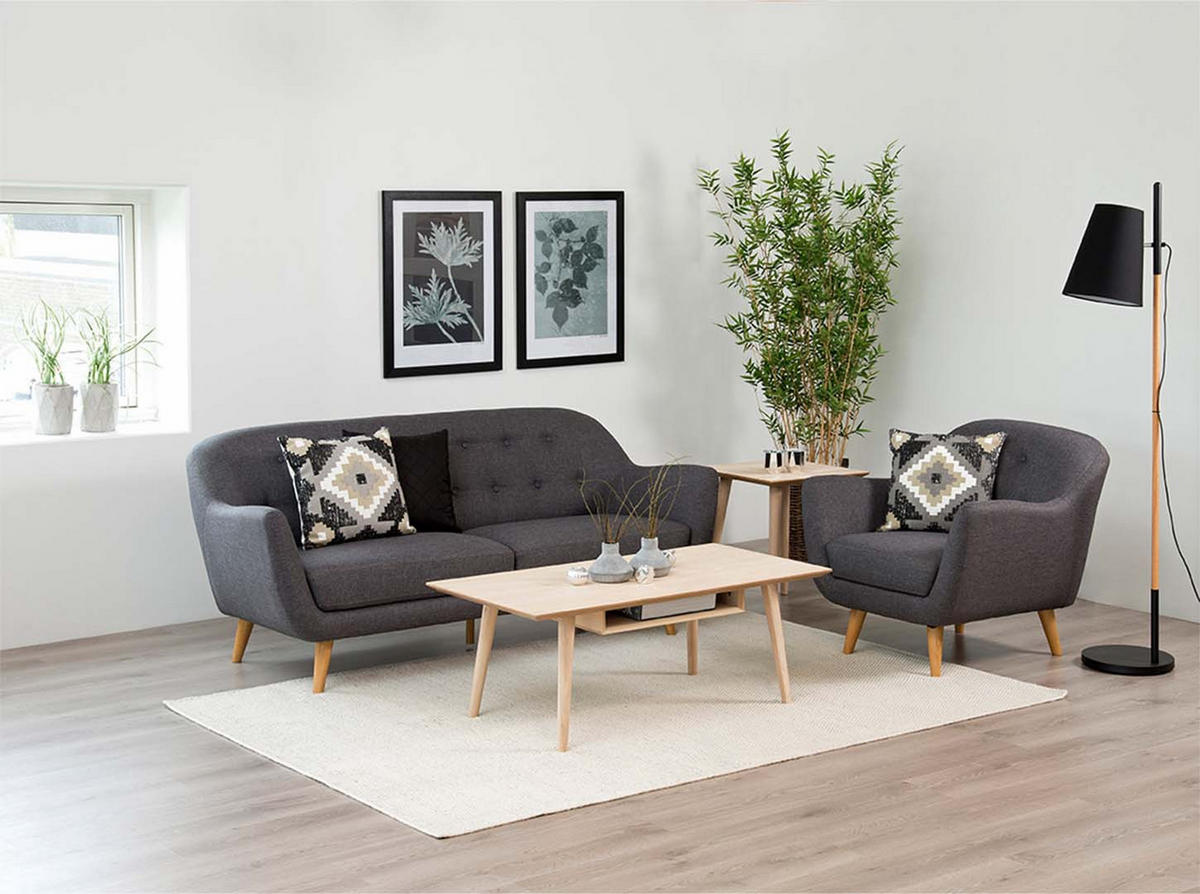 COUCHTISCH mit 1 Ablage aus Eiche, weiss gelaugt - Eiche Wotan, Holzwerkstoff (60/115/42cm) - ebuy24