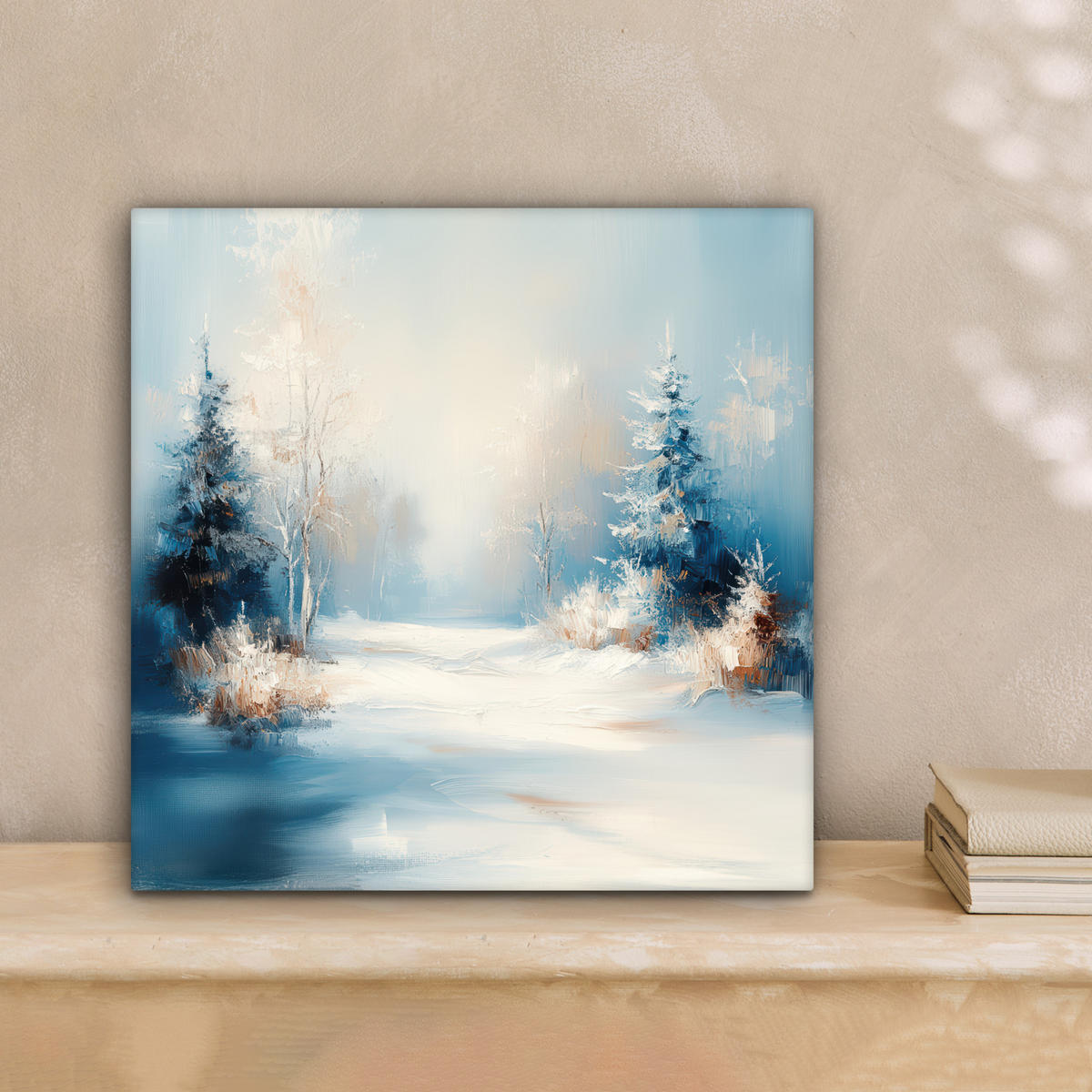LEINWANDBILD Wald - Winter - Natur - Abstrakt - Schnee 20x20 cm - Weiß, Textil (20/20cm) - MuchoWow