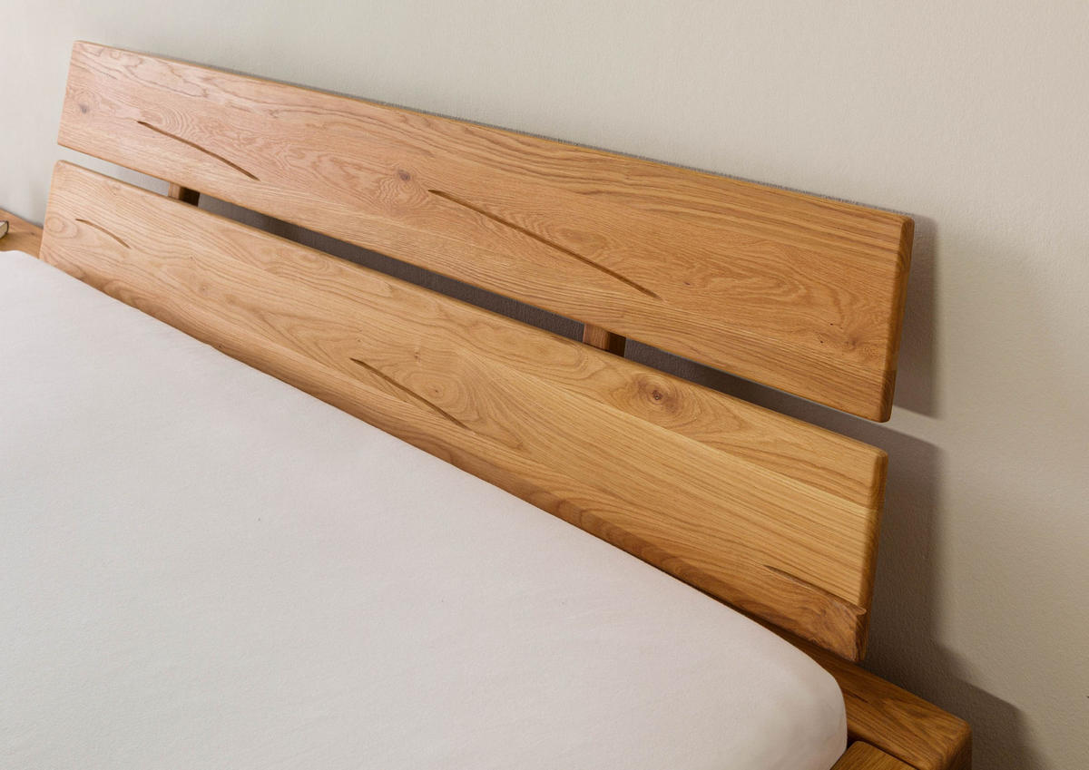 HOLZBETT Eiche 140x200x87 natur geölt BREGENZ #101 - Braun, Holz (140/200cm) - Massivmoebel24
